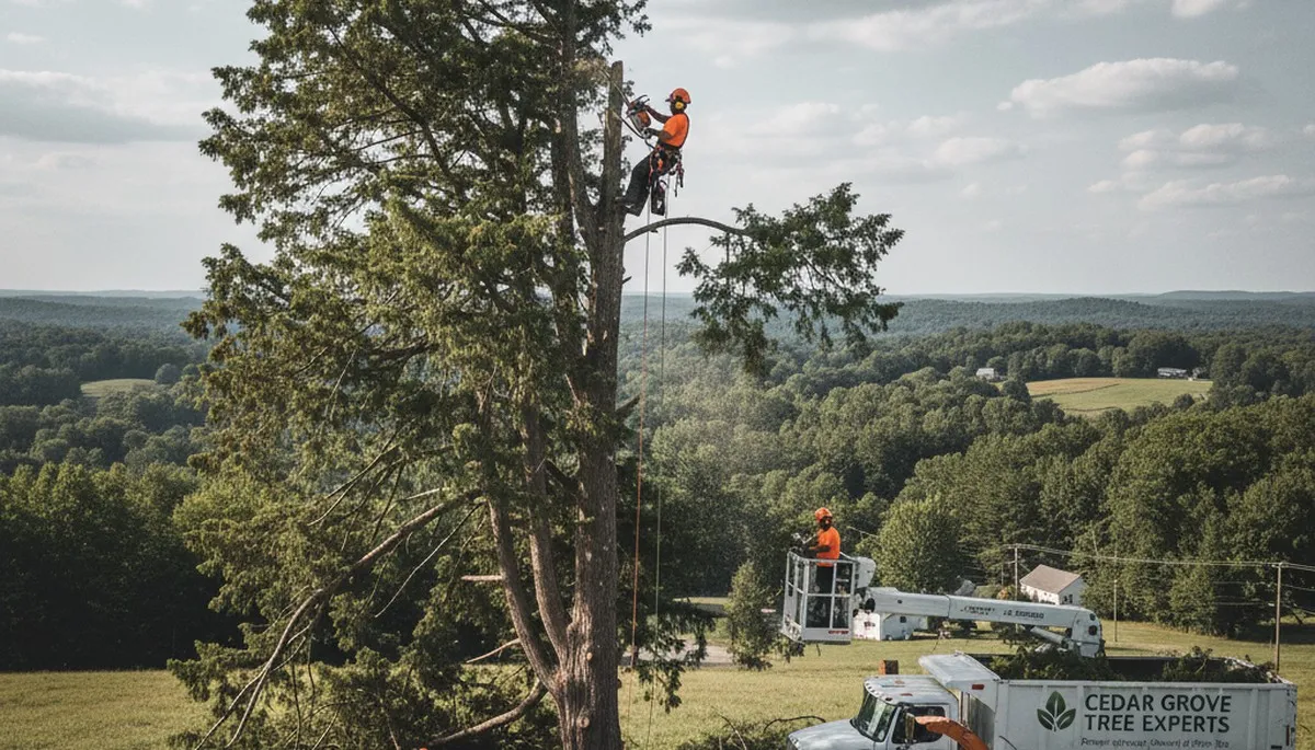 Professional tree removal service in Burlington, NC safely clearing large oak trees