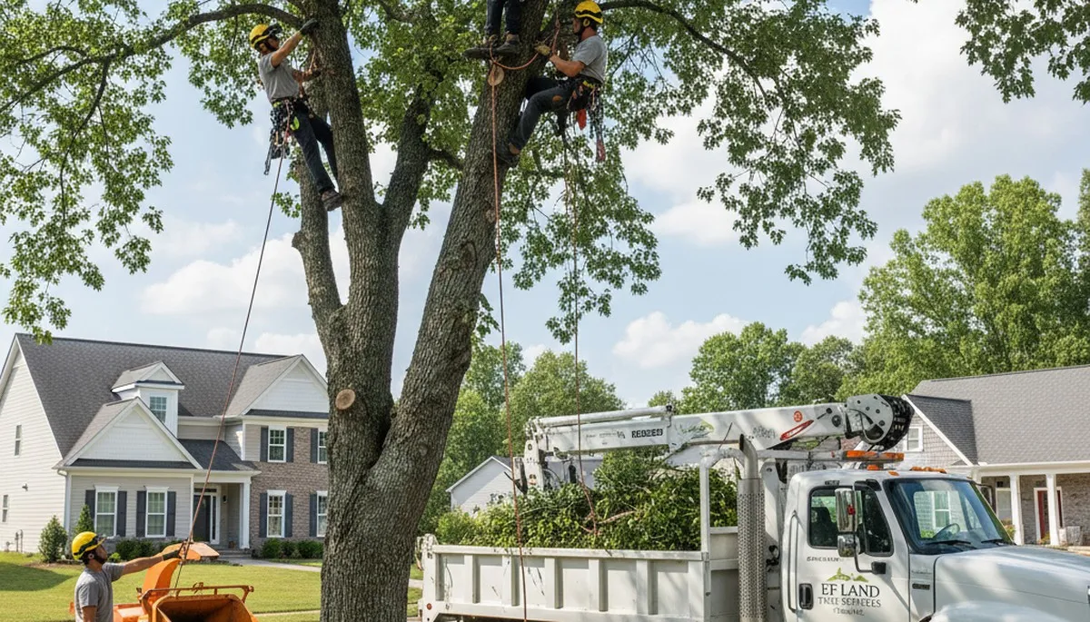 Professional tree removal service team working safely in Burlington NC